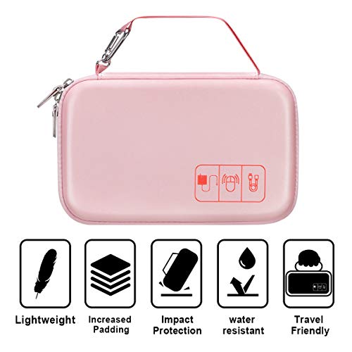 Canboc Hard Travel Electronic Organizer Case For Macbook Power Adapter Charger Cable Apple Magic Mouse Power Bank Apple Pencil Usb Flash Disk Sd Card Small Portable Accessories Tech Bag, Rose Gold #TOP3