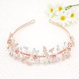 Oriamour Rose Gold Flower Girl Headband With Crystal Rhinestone Princess Teen Girls Headpiece For Birthday, Wedding,Photography