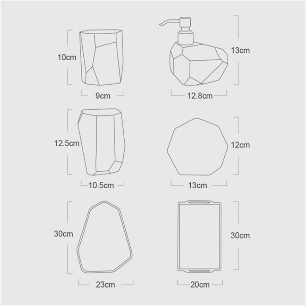 zestaw akcesoriów łazienkowych, Zestaw pięciu ceramicznych łazienek Phnom Penh, zestaw toaletowy dla par i nowożeńców, do mycia naczyń Nordic Bathroom