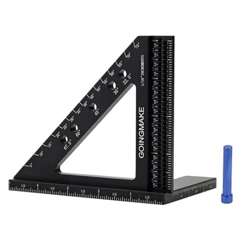 GOINGMAKE 4 in 1 Carpenter Square 4 x 5 Inch Precision Hole Position Scribing Ruler 3D Woodworking Square Multi Angle Measuring Ruler with Quick Angle Pin 0-90 Degree Protractor Layout Measuring Tool Cover