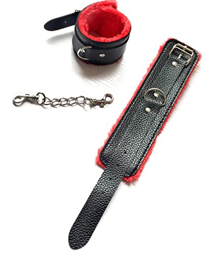 KuTi Kai Correa desmontable Fitness muñeca esposas de cuero pulsera suave bandas de ejercicio (negro-rojo) Cover