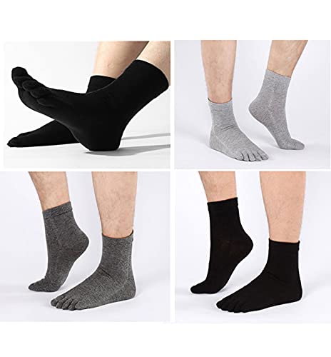 CaiDieNu Mens Toe Socks Cotton Athletic Running Five Finger Crew Socks, 5 Pairs4