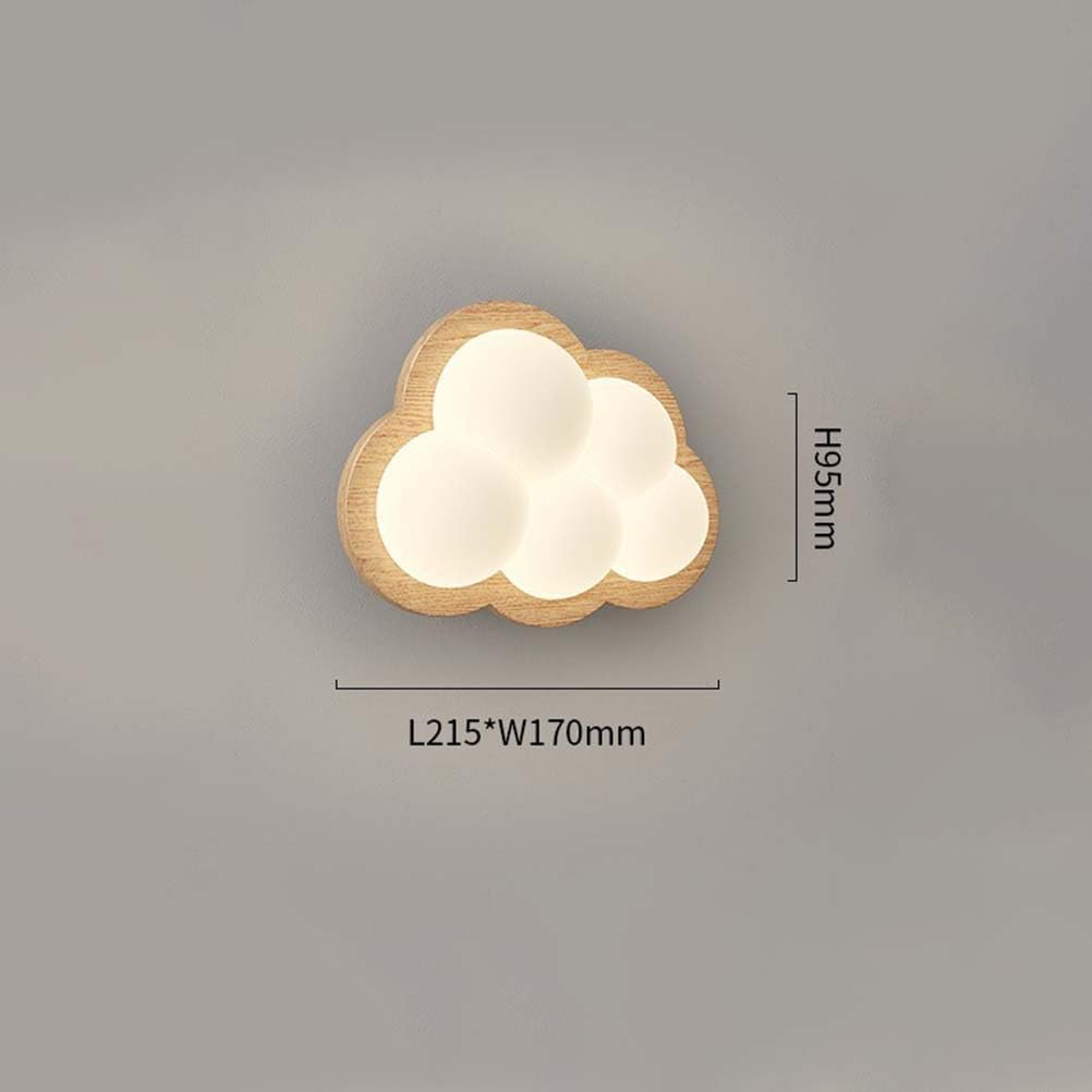 AoLa Lampa Ścienna LED Clouds do Pokoju Dziecięcego Ściemnialna Ścienna Drewniana Nocna 12 W 3 Temperatury Barwowe Lampa Lampka do czytania do Pokoju Dziecięcego Lampki Nocne z Kreskówkową,Walnuss