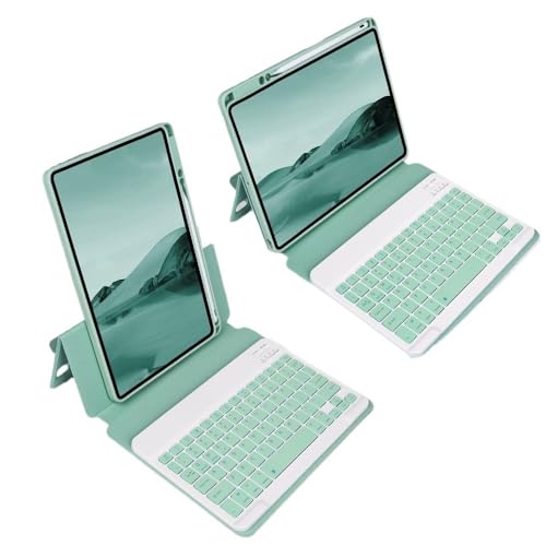 Teclado para iPad Air 11 2025 y 10.9 funda de cuero azul con soporte magnético QWERTY 5