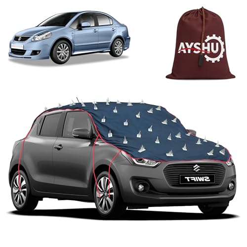 Image of AYSHU Water-Resistant Spike Car Cover for Maruti SX4 - Protects from Dogs, Monkeys, Dust, Sunlight & UV - Full Roof Universal Fit
