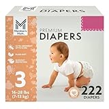 Member's Mark Premium Baby Diapers, Size 3 (16-28 Pounds), 222 Count