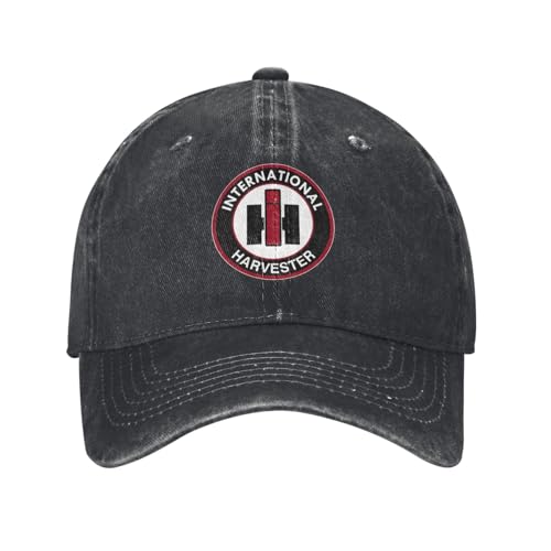 International Farmer Harvester Vintage Washed Plain Baseball Cap Distressed Dad Golf Hat for Men Women Black