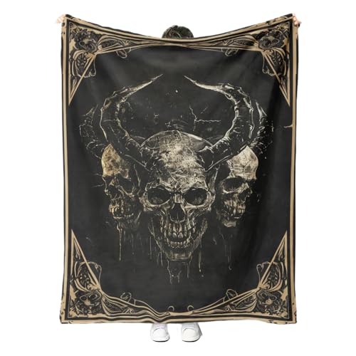 Gothic Skull Throw Blanket Halloween Soft Plush Throw for Sofa Couch Bedroom (30 x 40 inch)