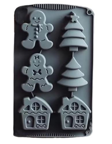 DAVBIR Christmas Bakeware, Christmas Tree Gingerbread Man Gingerbread House Cakelet Pan Silicone Molds Non-Stick Muffin Pan