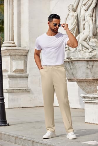 COOFANDY Men Casual Cotton Pants Classic Fit Stretch Chino Pant Flat Front Wrinkle-Free Pants3