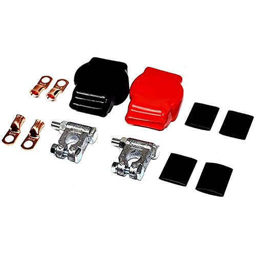 A-Team Performance - Car Auto Battery Terminal Connector Military Spec Batteries Box Top Post Kit — 12 Items — 2X Covers (Red And Black), 4X Copper Lugs And 4X Heat Shrink #TOP2