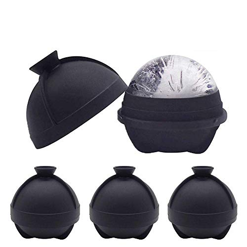 Whiskey Ice Ball Maker, Silicone Ice Ball Mould Easy Release, Sphere Ice Cube -6X 6cm, Large Ice Cube Moulds Perfect for Whiskey, Cocktail and Any Drink(4)