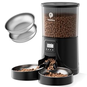 Automatic Cat Feeder for 2 Cats – 16 Cups/4L Timed Auto Pet Feeder with Portion Control (1-6 Meals), Dual Power& Easy to Clean for Indoor Cats & Small Dogs