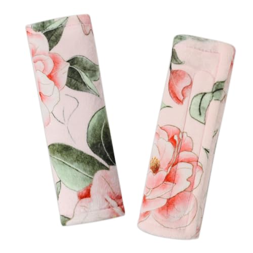 Image of WINGHENLEE Baby Car Seat Strap Pads, Car Seat Strap Shoulder Covers for Baby Infant Toddler, Double-Sided Car Seat Belt Covers for Stroller/Pushchair/Baby Swing, Soft Flannel, Pink Floral