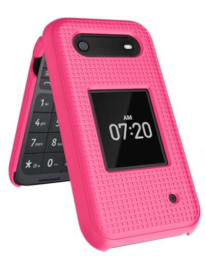 Image of Nakedcellphone Polycarbonate Case for Nokia 2760 2780 Flip Phone, Slim Hard Shell Protector Cover with Grid Texture for Tracfone N139DL, TA-1398, TA-1451, TA-1420 - Bright Hot Pink | Protective Hard Shell Cover, Satisfying Texture, Matte, For N139DL, TA-1398, TA-1451, TA-1420