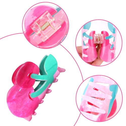 Clips de cabello ANBALA con diseño de cereza, pinzas acrílicas para cabello, seguras y duraderas para mujeres y niñas miniatura 3