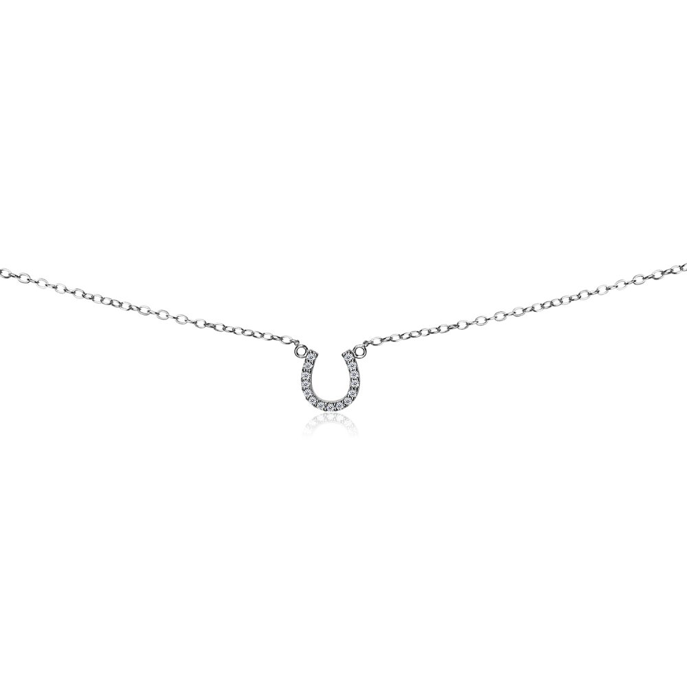 B. BRILLIANTSterling Silver Necklace for Women Short Cubic Zirconia Horseshoe Necklaces for Stacking Holiday Birthday
