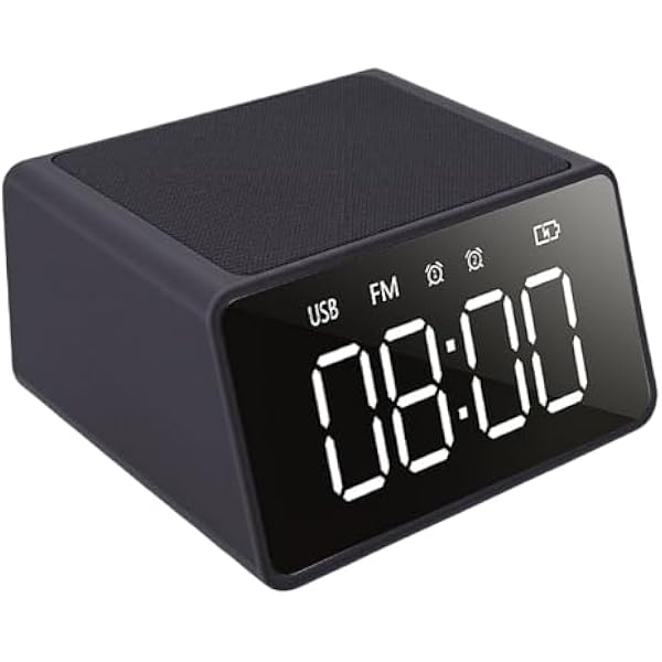 Denash Cyfrowy Budzik, Głośnik z bezprzewodową ładowarką 10 W, 5-calowy Wyświetlacz LED, Radio FM, Wbudowany Mikrofon, do Montażu Przy łóżku.