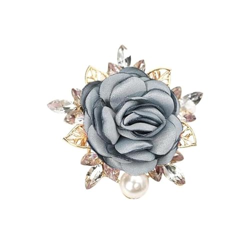 Image of Rose Flower Brooch for Women Large Flower Brooch Elegant Pearl Brooches Handmade Crystal Pearl Pins Fabric Floral Lapel Pin Christmas Valentine's Day Dress Suit Accessories