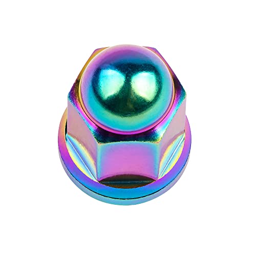 Image of Titanium M6 M8 M10 Dome Head Acorn Nuts for Bicycle Motorcycle Exhaust Pipe Car Pack of 6 (M6, Ranibow)