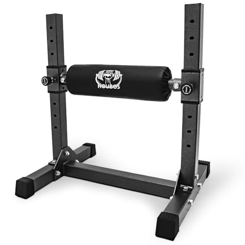 Houbos Bulgarian Split Squat Stand - Single Leg Squat Stand9 Adjustable Roller Heights Comfortable Padding for Squats Leg Lunges Bodyweight Training (Silver)