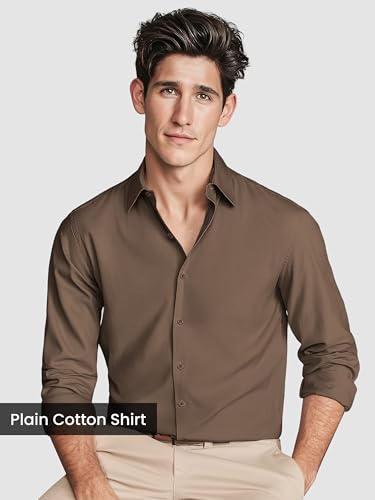 Image of Beyoung Cotton Plain Regular Fit Shirt for Men | Full Sleeve | Formal Shirt | Classic Collar Cotton