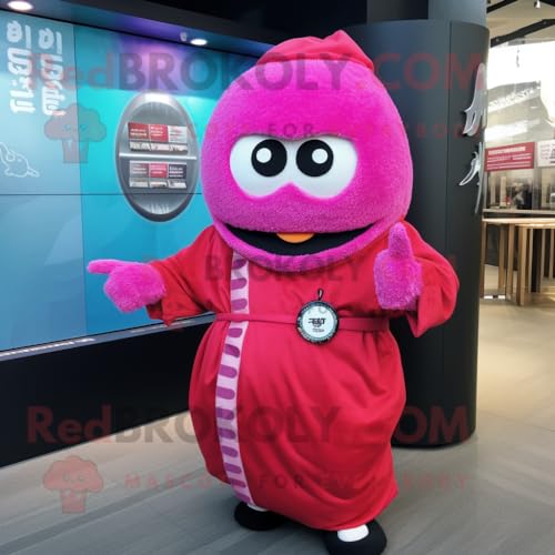 REDBROKOLY Disfraz de mascota de sushi magenta vestido con un abrigo y relojes de pulsera