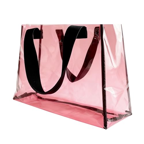 Image of Clear Large Tote Bag - Versatile, Waterproof, Stain Resistant, Transparent Shoulder Tote Bag for Work