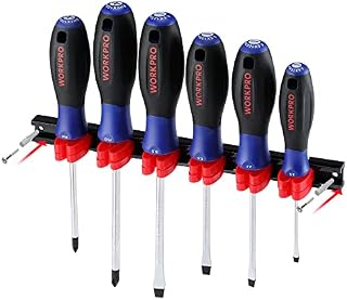WORKPRO 6-Piece Screwdriver Set, Cr-V Steel Magnetic Screwdrivers Set, Phillips/Flat Head Screwdriver, with Storage Rack for DIY and Repair