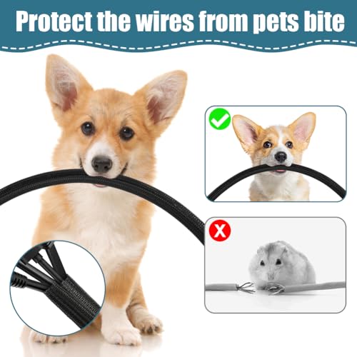 Adiwo 10ft, 1/2 inch Self-Reeling Braided Cable Sleeve, Cord Protector, Wire Loom Tubing with 5 Self-Adhesive Cable Ties - Image 4