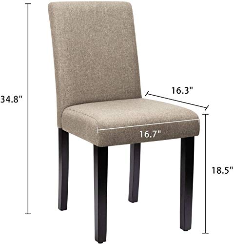 Furniwell Dining Chairs Fabric Upholstered Parson Urban Style Kitchen Side Padded Chair With Solid Wood Legs Set Of 4 (Beige) #TOP2