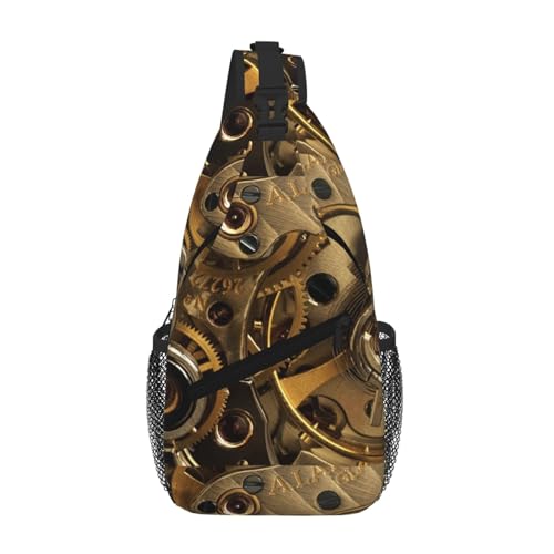 Cross Chest Bag Diagonally-Cool Steampunk Gears Print Durable Hiking Daypacks With Large Capacity For Women Men