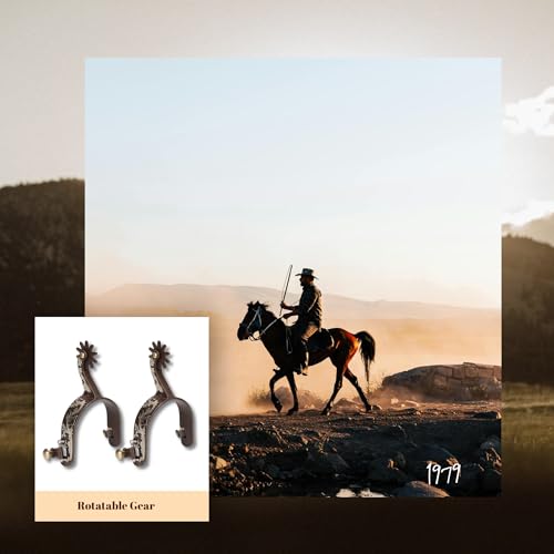 Gugxiom 2Pcs Western Spurs, Retro Bronze Low Carbon Steel Horse Spurs, Vintage Carved Spurs, with Turnable Gear