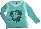 Trendstarkes Langarmshirt mit toller Vintage Waschung und Farbeffekt in Türkis / Aqua mit garngefärbtem Wappenprint von MINYMO für Jungen.