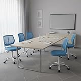 FurnitureR Besucher- & Konferenzstuhl ergonomisch, drehbar, höhenverstellbar, ohne Armlehnen, Netzrückenlehne, 38x40cm Sitz, 32cm Rückenlehne, Metallfuß mit Rollen, Blau