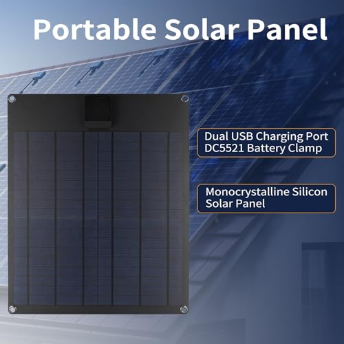 Daconovo Painel solar portátil 18V 20W Painel solar de polissilício Porta de carregamento USB dupla