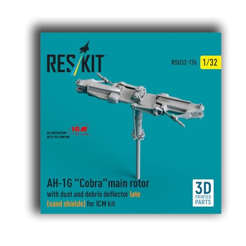 RSU32-0176 1/32 AH-1G Cobra Main Rotor with dust and Debris Deflector (Sand Shields) Late Version for ICM kit (3D Printed) Res-kit