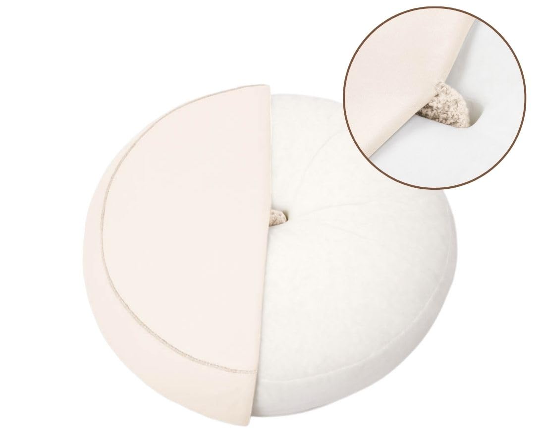 Knuffelwuff orthopädisches Hundebett Tivano rund 100cm, Beige | Teddyfell-Bezug waschbar 30 °C | Memory-Foam-Flocken | gelenkschonend & formstabil | runde Liegefläche | für kleine bis große Hunde