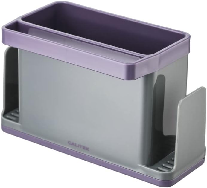 Sink Caddy Organiser Kitchen Tidy Washing Up Sponge Brush Storage with Removable Drip Tray (Purple)