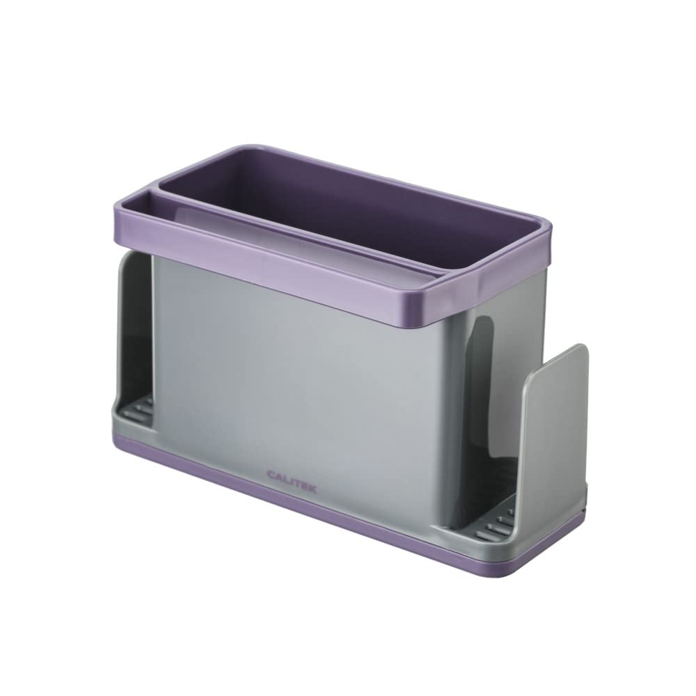 Calitek Purple Sink Caddy Organiser Kitchen Tidy Washing Up Sponge Brush Storage With Removable Drip Tray (Purple)