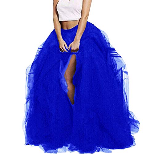 Lisong Women Maxi Tulle Floor Length Layered High Waist Spectial Occasion Skirt 4XL RoyalBlue