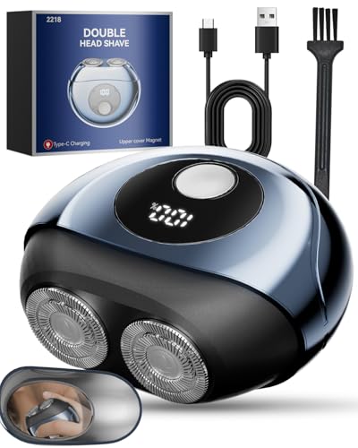 Mini Rasierer Herren Elektrisch, Elektrorasierer Herren mit LED-Anzeige & Reisesicherung, Wasserdichter Dual Ring Elektrorasierer-7000 U/min, Ein Must-have reiserasierer für Papa, Ehemann und Sohn