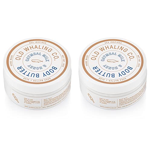 Old Whaling Co Oatmeal Milk And Honey Body Butter 2 Pack – Lightweight Skin Moisturizer – Soothing Skin Care Cream With Shea Butter, Aloe And Sunflower Oil – Sweet Almond And Vanilla Scent, 8 Oz Jars #TOP10
