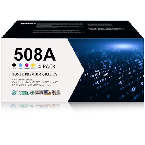 Image of 508A Toner Cartridge Combo Pack (4-Pack, Black/Cyan/Magenta/Yellow) Compatible 508A 508 Toner Cartridges CF360A CF361A CF362A CF363A Replacement for M553 M552 553 MFP M577 Series Printer