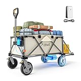 Litheli Electric Utility Wagon Cart, 200L Capacity, 300 lbs Load, Foldable Heavy-Duty Design with All-Terrain Wheels, Variable Speed Drive & Battery Power for Camping, Beach, Garden & Shopping