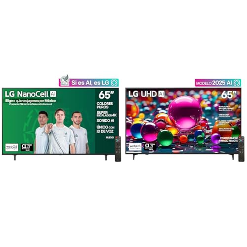 La Mejor Recopilación de nanocell . 41 LG. Pantalla 65' NanoCell AI NANO80 4K Smart TV 2025 + Pantalla 65' UHD AI UA7550 4K Smart TV 2025 65UA7550PSA webOS Identificación Voz AI HGIG Sport Alert HDR10 Control Magic...