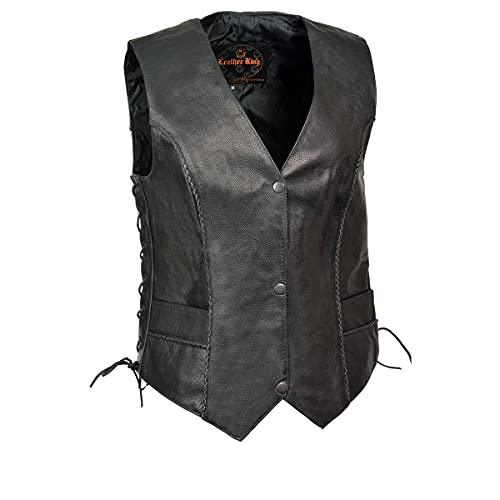 Image of Milwaukee Leather Women's Premium Classic Leather Motorcycle Rider Vest w /Adjustable Side Laces