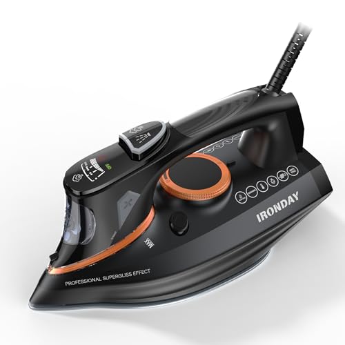 Steam Iron with LCD Screen, 1700W, Non-Stick Ceramic Soleplate