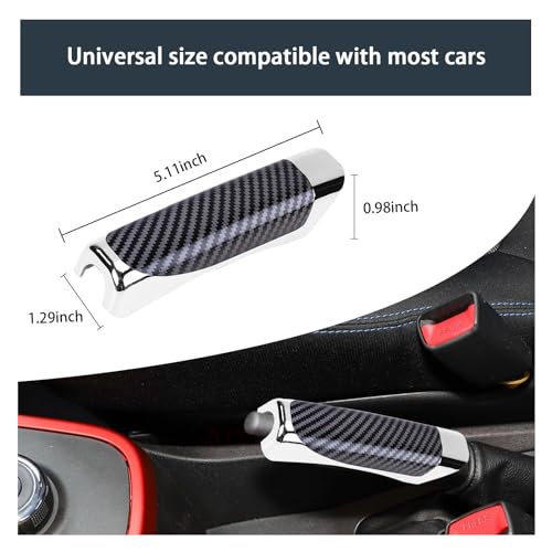Augeny Car Handbrake Cover, ABS Parking Handbrake Decorative Cap with Comfortable Grip, Auto Handbrake Grip Cover, Universal Vehicle Interior Decor Accessories for Most Cars (Carbon Fiber)
