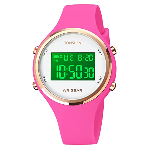 Montre sport femme et enfant TONSHEN noire avec chronomètre digital